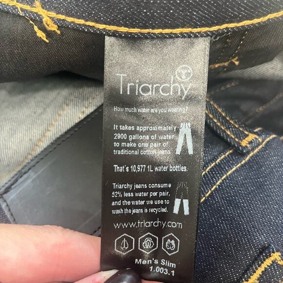 NWOT TRIARCHY Slim Straight Blue Button Fly Jeans Sustainable Men’s Size 40X34 - Picture 8 of 13